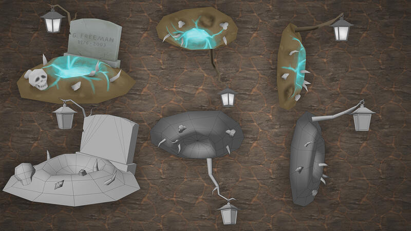 Low poly, hand painted example